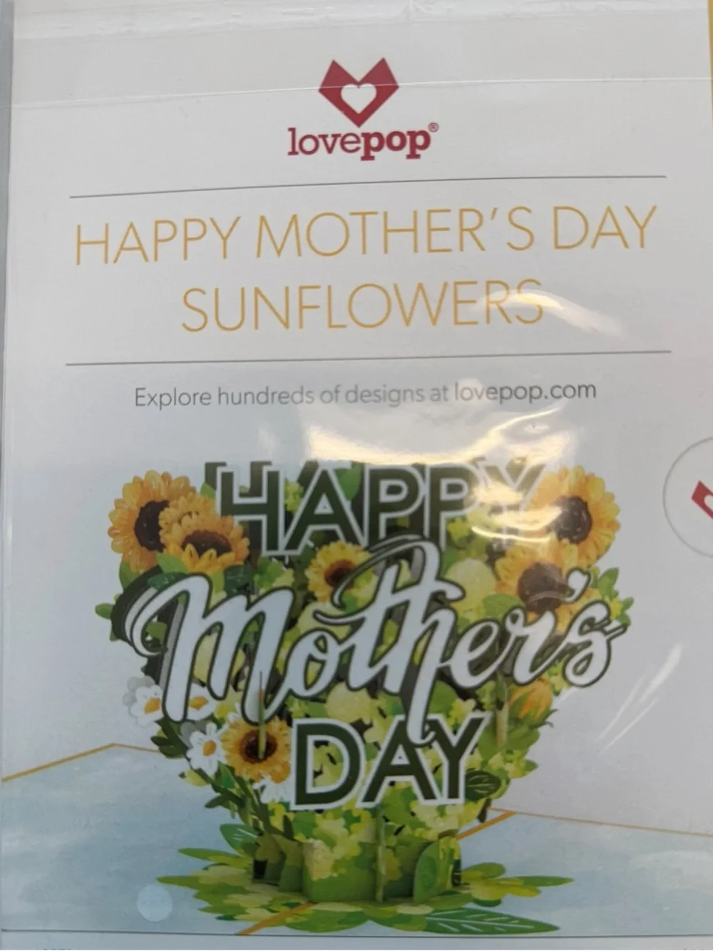 LovePop Sunflower Happy Mother's Day Pop-Up Card - Yellow & Green